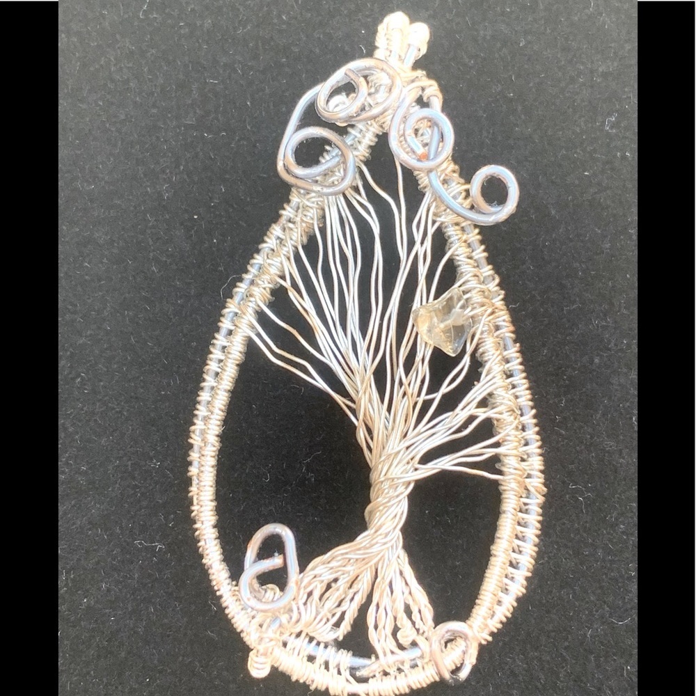 Silver wire wrap tree of life pendant